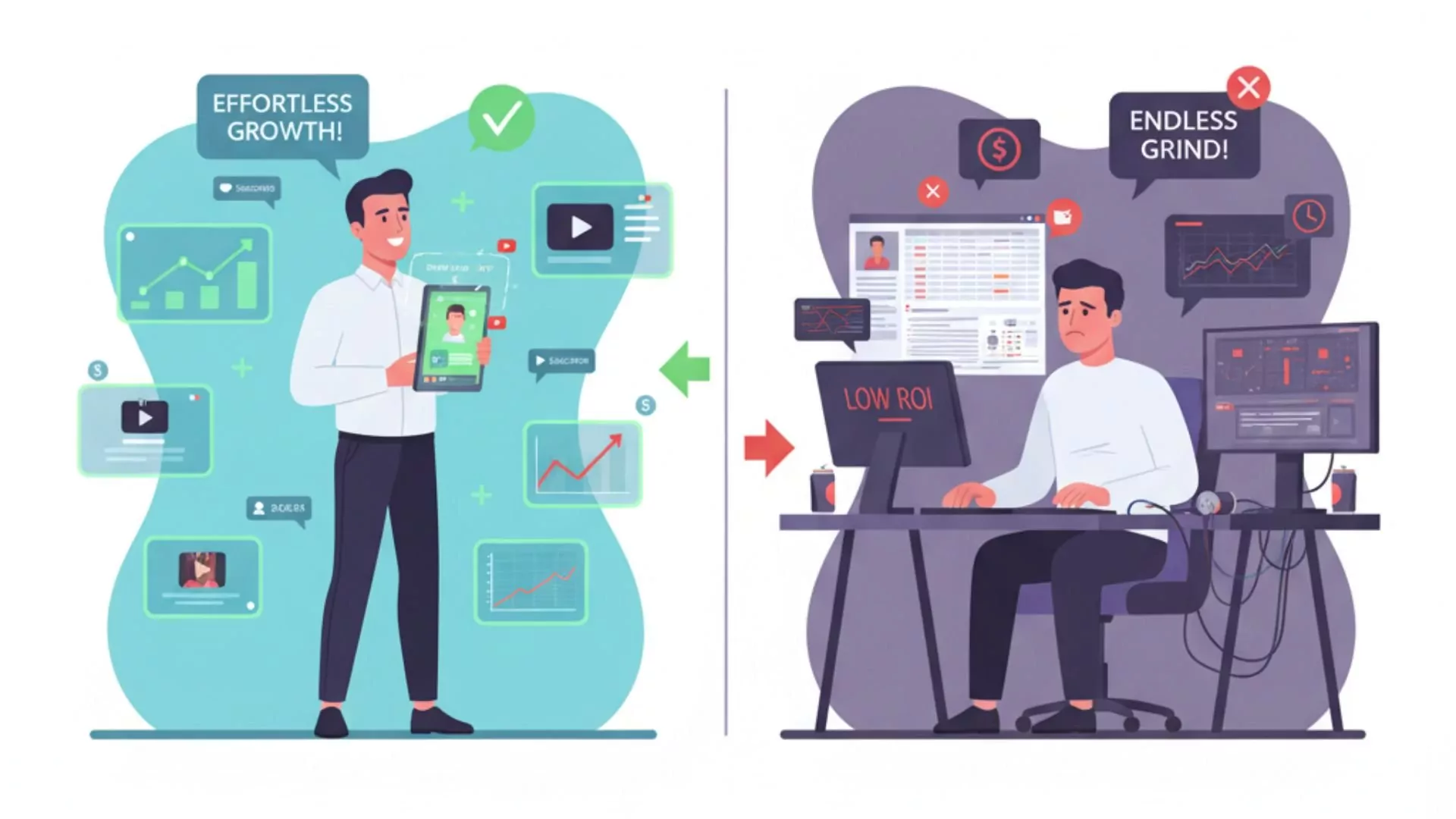 Modern vector image of business professional becoming visible in ChatGPT-style interface after implementing a 90-day authority system.