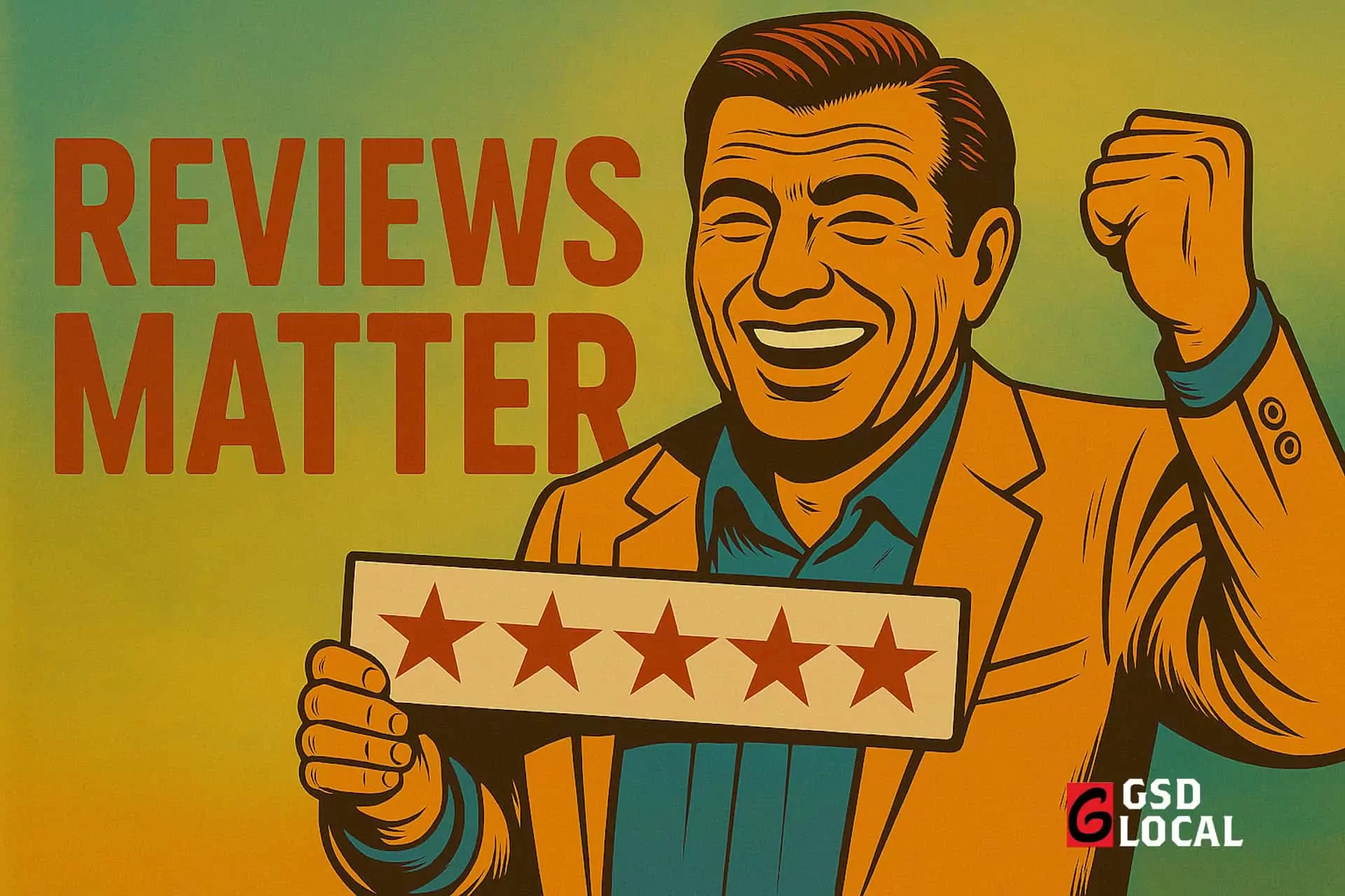 Business owner celebrating 5-star online reviews from East Wenatchee customers