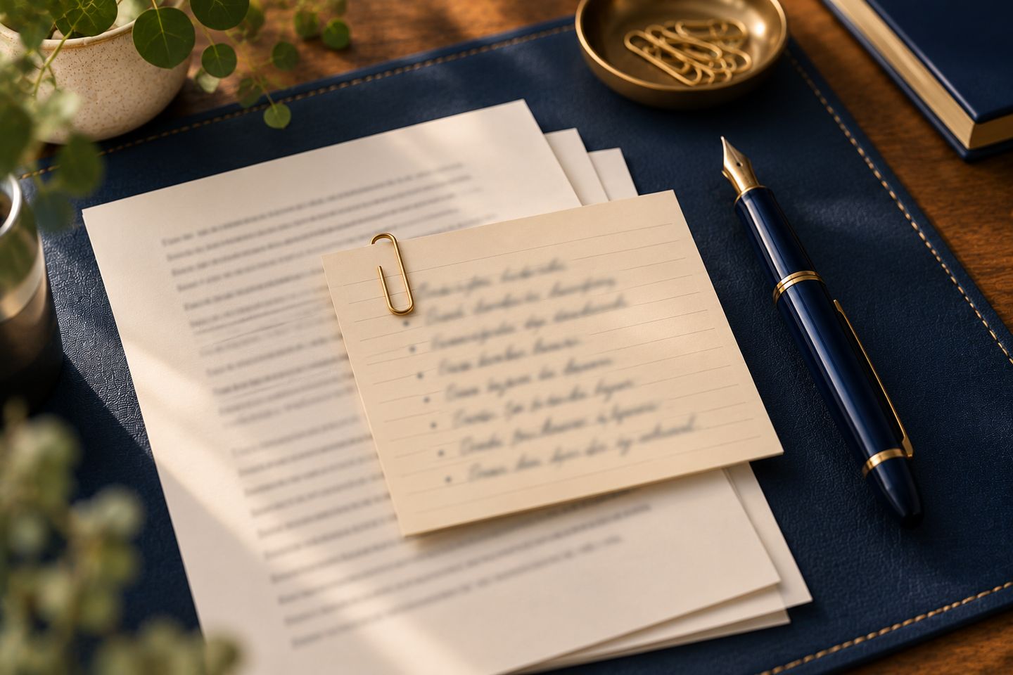 A short handwritten list of words never to use, a brand voice AI rules list